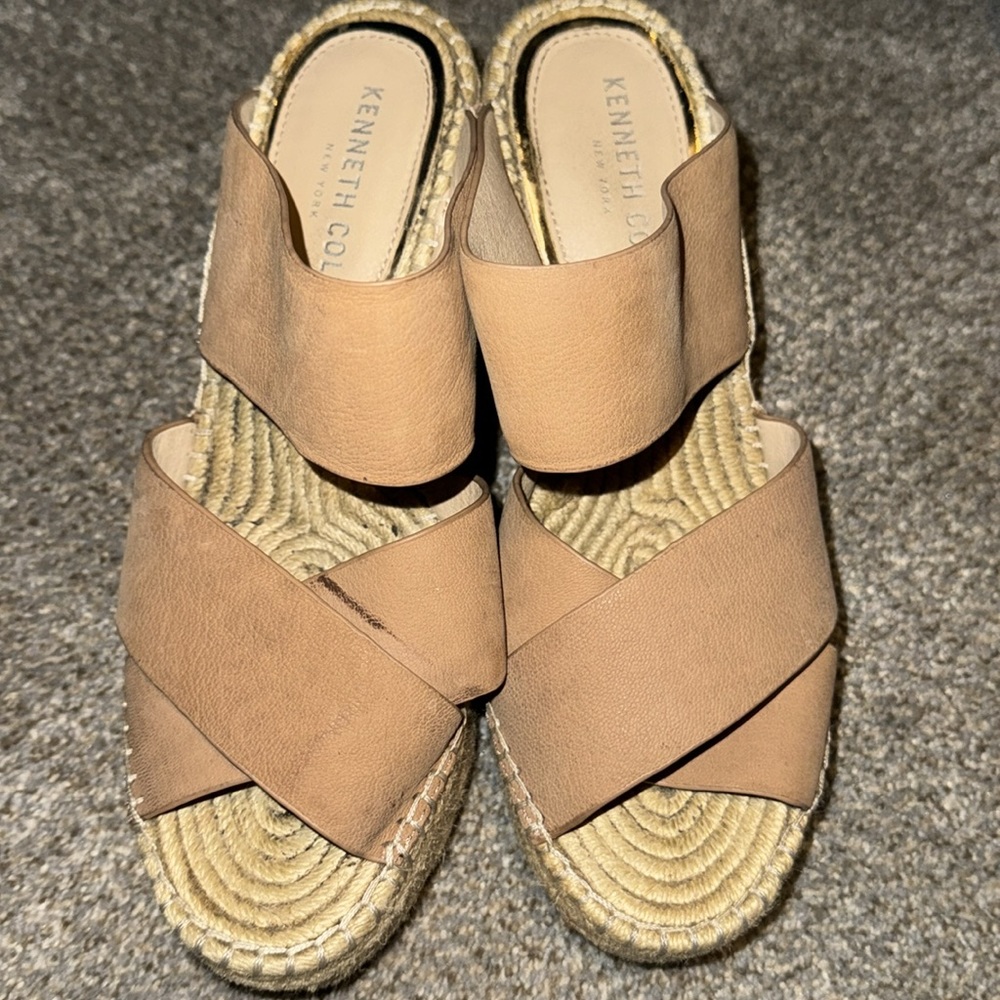 Kenneth Cole Tan Wedge Espadrille Sandal Olivia X Band 9